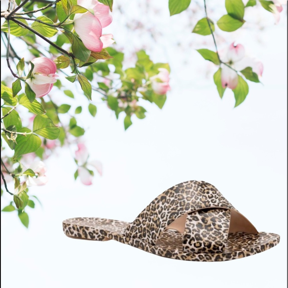 Qupid Leopard Print Jelly Vegan Slide Sandals